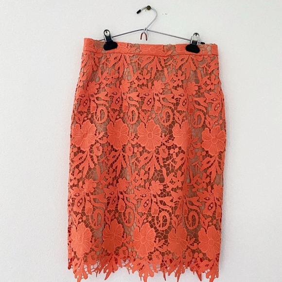 NWT Nordstrom Alice + Olive Women’s Coral Lace Straight pencil skirt size 8 - Picture 1 of 7